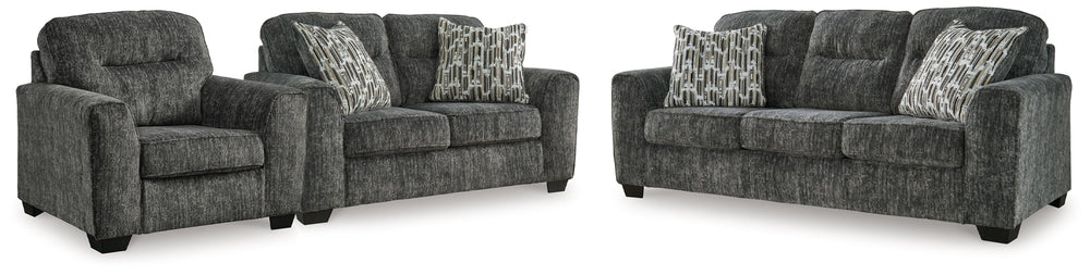Lonoke Sofa, Loveseat and Oversized Chair - Gunmetal (1)