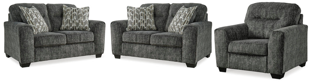 Lonoke 2 Loveseats and Chair - Gunmetal (1)