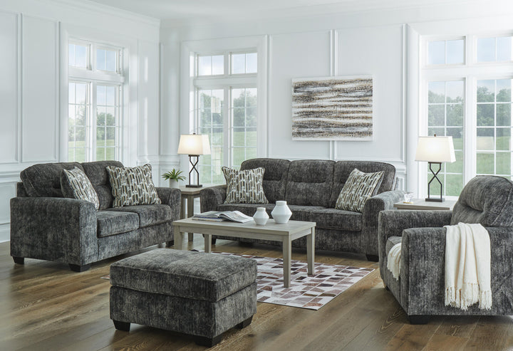 Lonoke Sofa, Loveseat, Oversized Chair and Ottoman - Gunmetal (1)