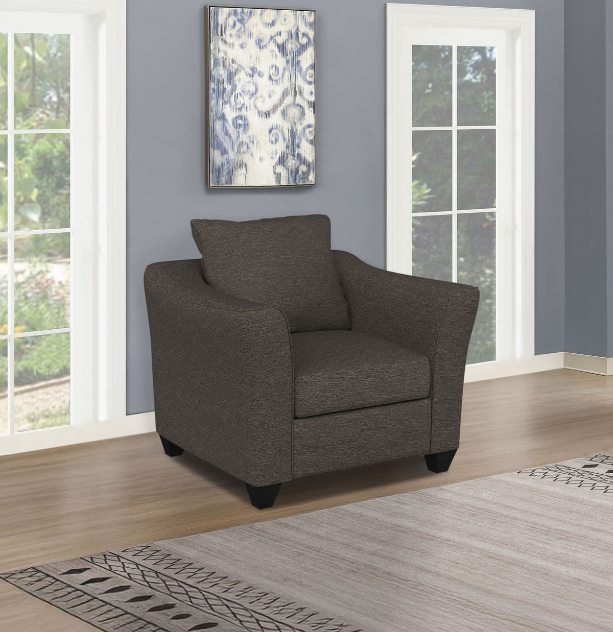Salizar - Upholstered Flared Arm Accent Chair - Charcoal Gray