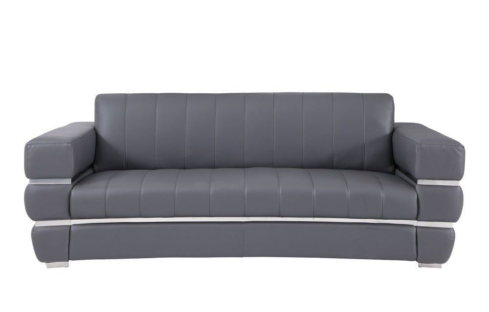 DivanItalia 904 2-Piece Sofa Set in Top-Grain Italian Leather - Dark Gray