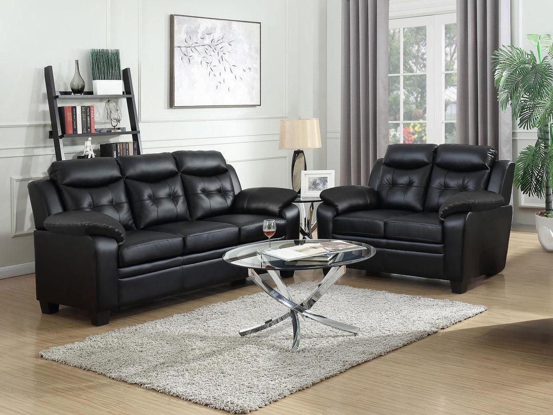 Coaster Furniture 506551-S2 Finley 2-piece Upholstered Padded Arm Tufted Sofa Set Black