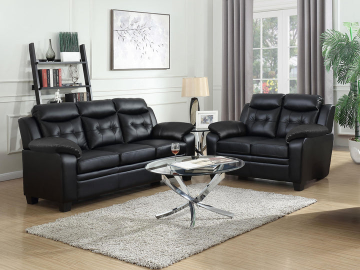 Coaster Furniture 506551-S2 Finley 2-piece Upholstered Padded Arm Tufted Sofa Set Black