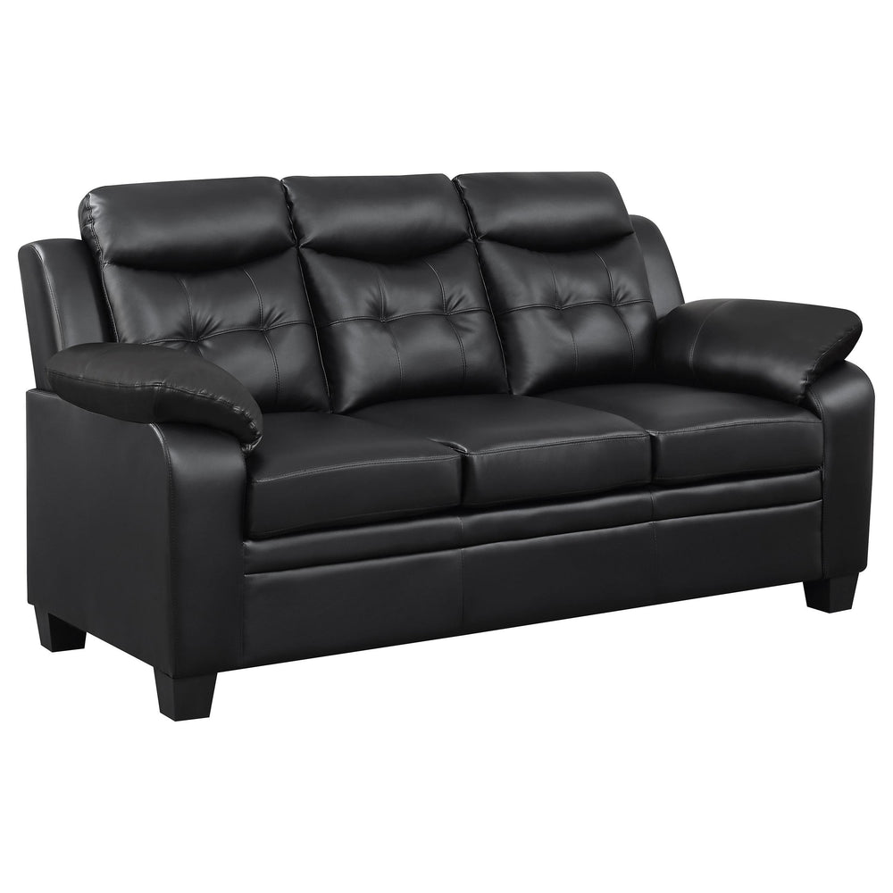 Coaster Furniture 506551-S2 Finley 2-Piece Upholstered Padded Arm Tufted Sofa Set Black