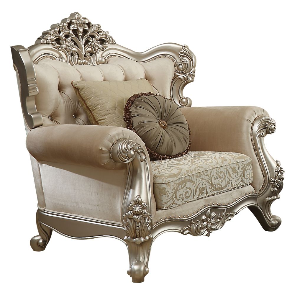 Bently Chair with 2 Pillows(Same Lv01581) in Fabric & Champagne