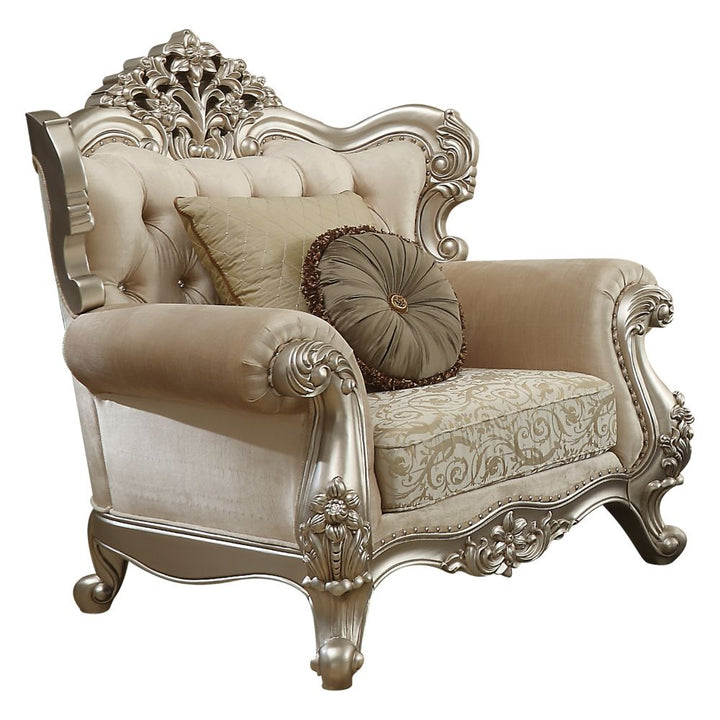 Bently Chair with 2 Pillows(Same Lv01581) in Fabric &amp; Champagne