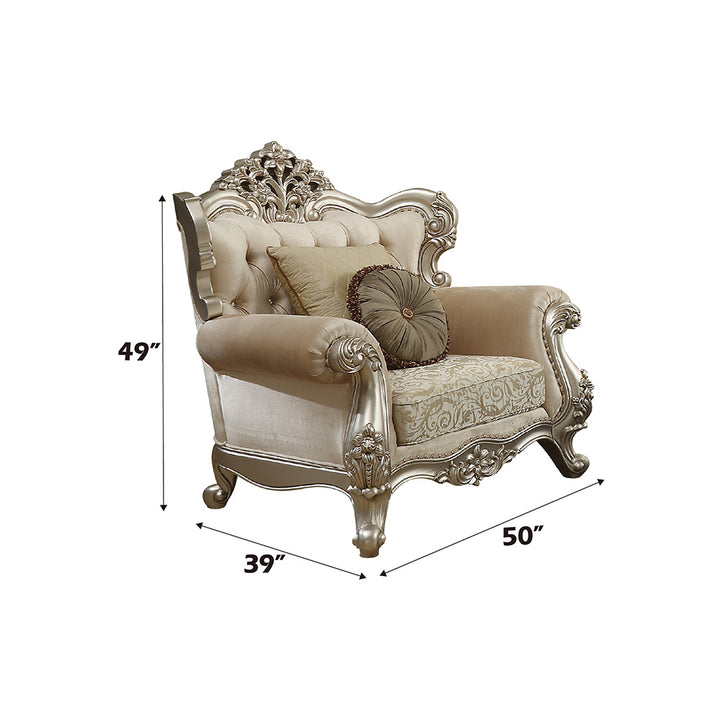 Bently Chair with 2 Pillows(Same Lv01581) in Fabric &amp; Champagne