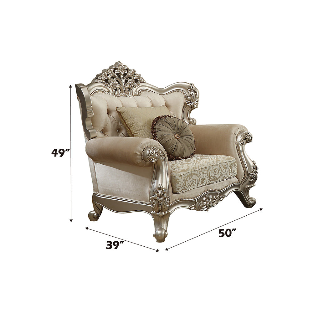 Bently Chair with 2 Pillows(Same Lv01581) in Fabric & Champagne