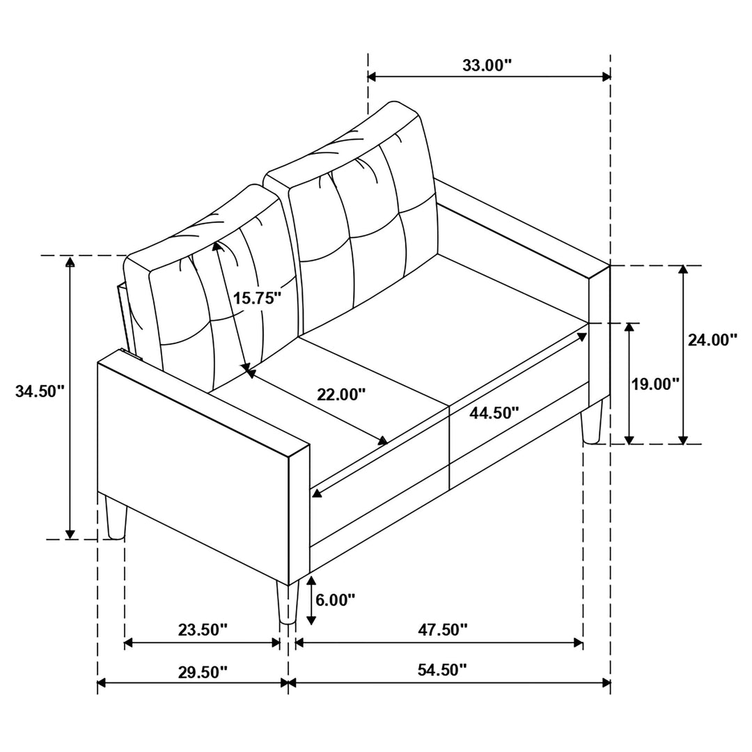 Coaster Furniture 506785-S2 Bowen 2-piece Upholstered Track Arm Tufted Sofa Set Beige
