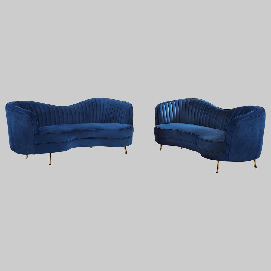 Coaster Furniture 506861-S2 Sophia 2-Piece Upholstered Channel Tufted Sofa Set Blue