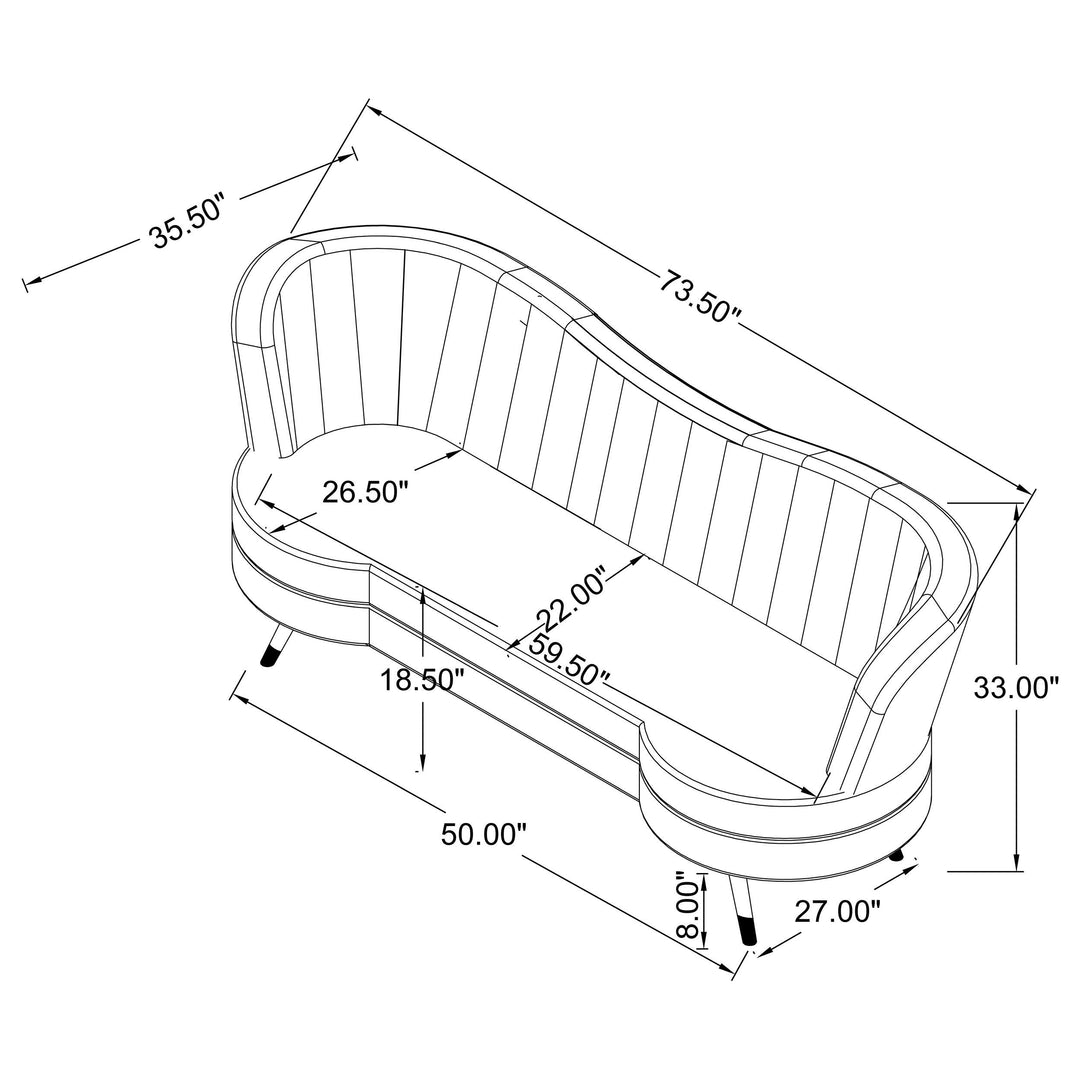 Coaster Furniture 506861-S2 Sophia 2-piece Upholstered Channel Tufted Sofa Set Blue