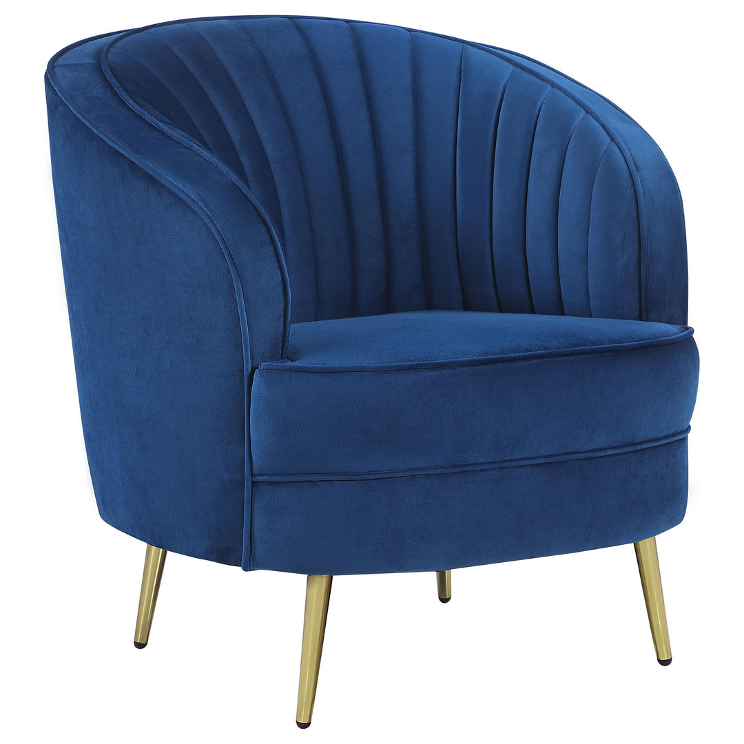 Coaster Furniture 506863 Sophia Upholstered Channel Tufted Barrel Accent Chair Blue