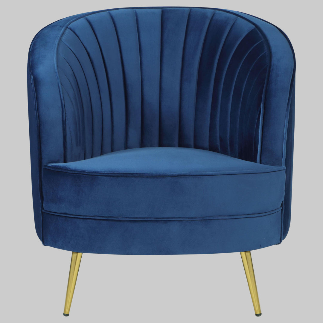 Coaster Furniture 506863 Sophia Upholstered Channel Tufted Barrel Accent Chair Blue