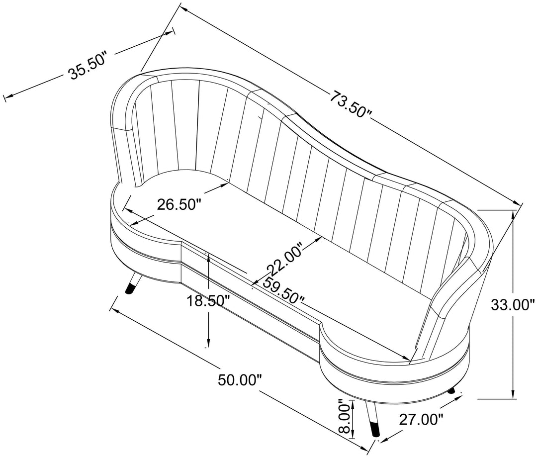 Coaster Furniture 506865 Sophia Upholstered Channel Tufted Loveseat Grey