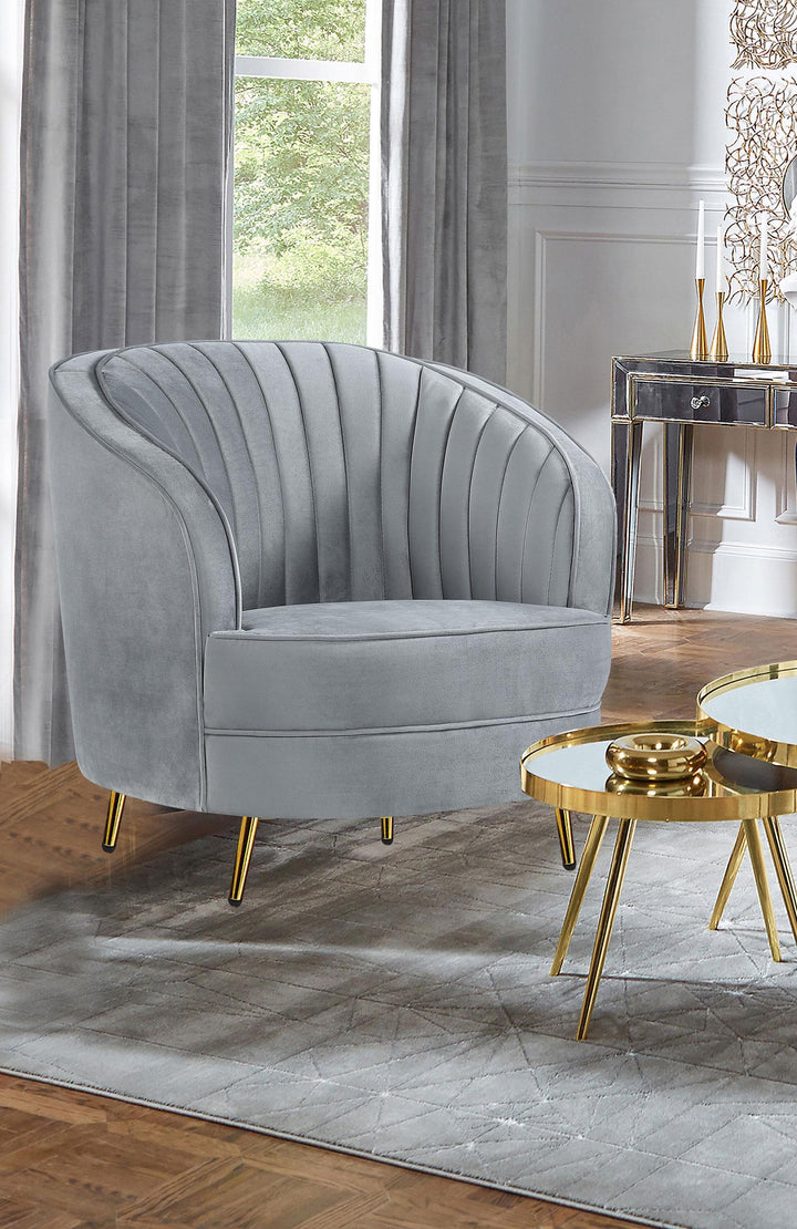 Coaster Furniture 506866 Sophia Upholstered Channel Tufted Barrel Accent Chair Grey