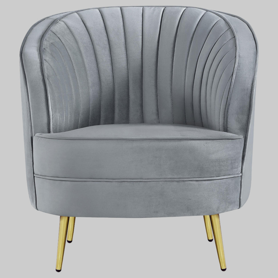 Coaster Furniture 506866 Sophia Upholstered Channel Tufted Barrel Accent Chair Grey
