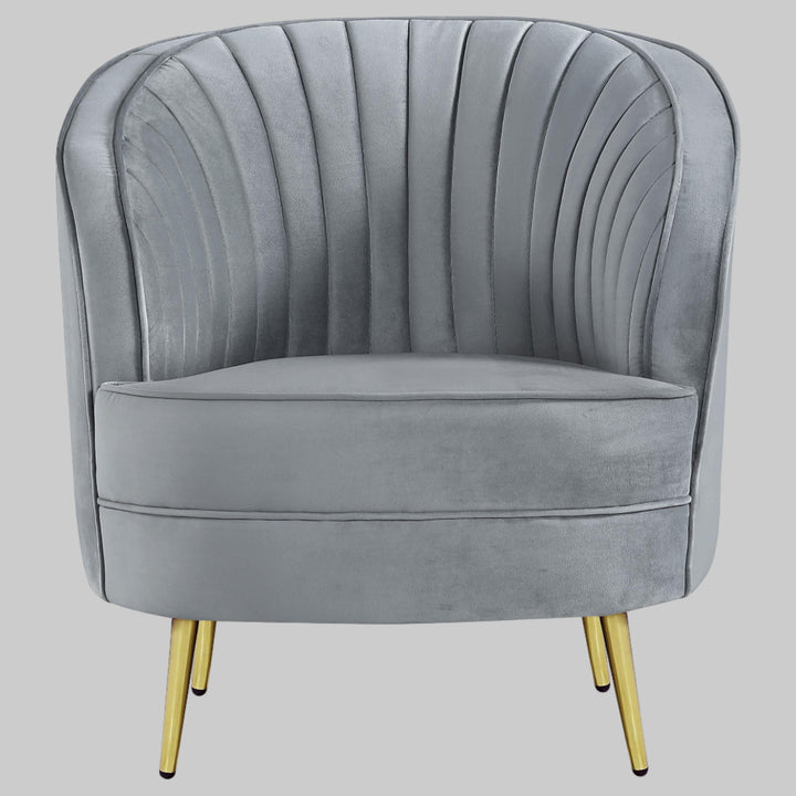 Coaster Furniture 506866 Sophia Upholstered Channel Tufted Barrel Accent Chair Grey