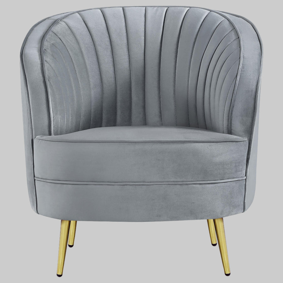 Coaster Furniture 506866 Sophia Upholstered Channel Tufted Barrel Accent Chair Grey