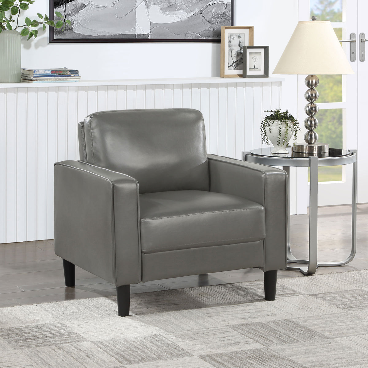 Ruth - Upholstered Track Arm Accent Chair - Gray