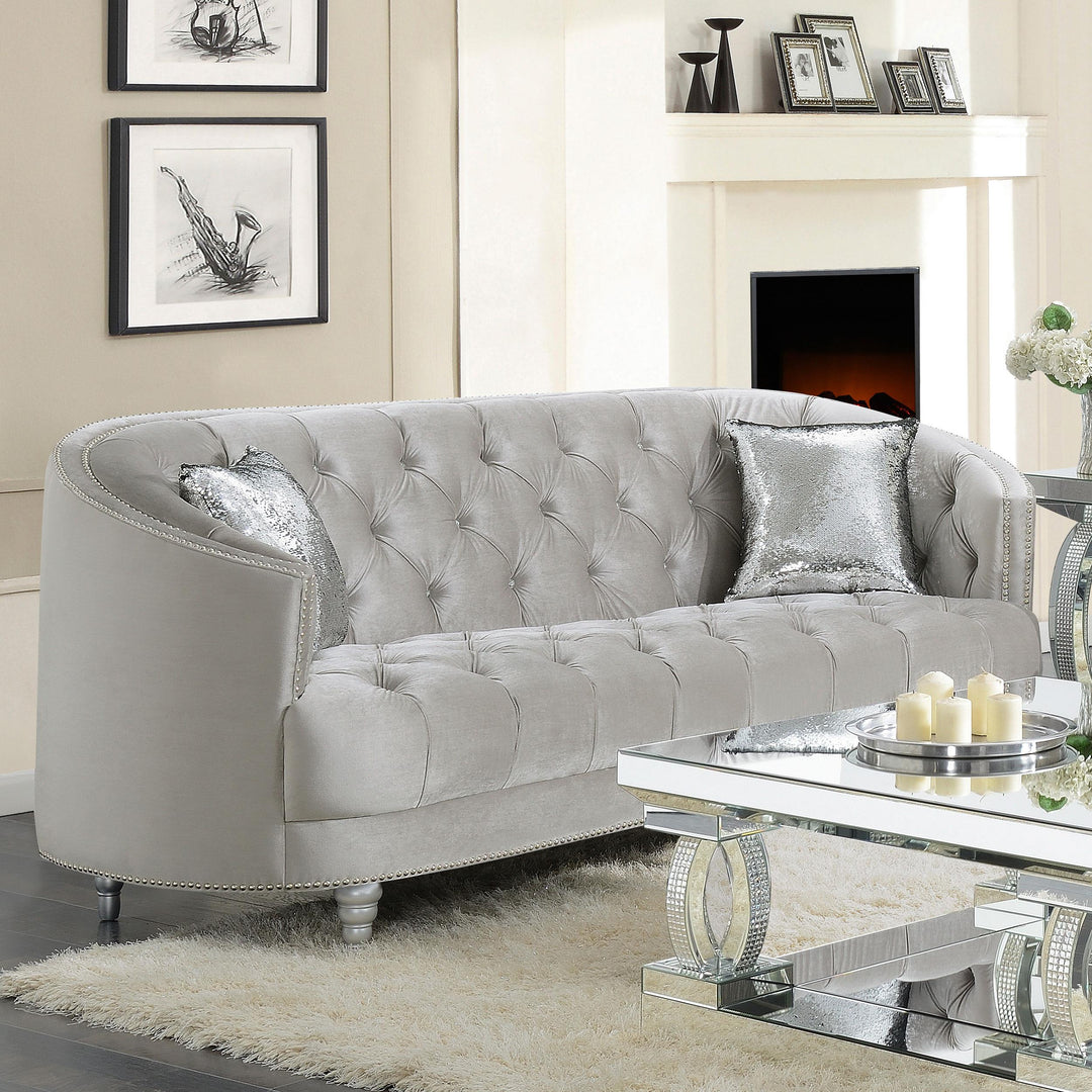 Coaster Furniture 508461 Avonlea Upholstered Sloped Arm Sofa Grey Velvet