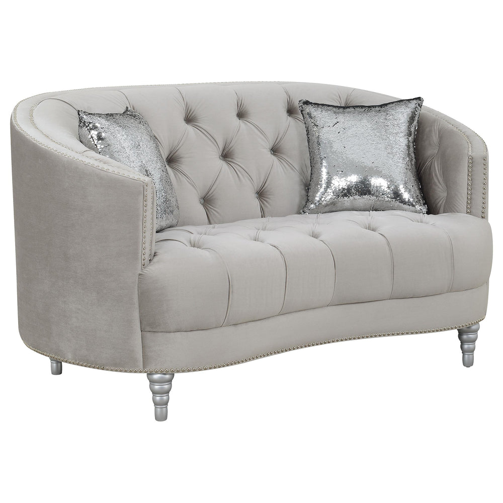 Coaster Furniture 508462 Avonlea Upholstered Sloped Arm Loveseat Grey Velvet