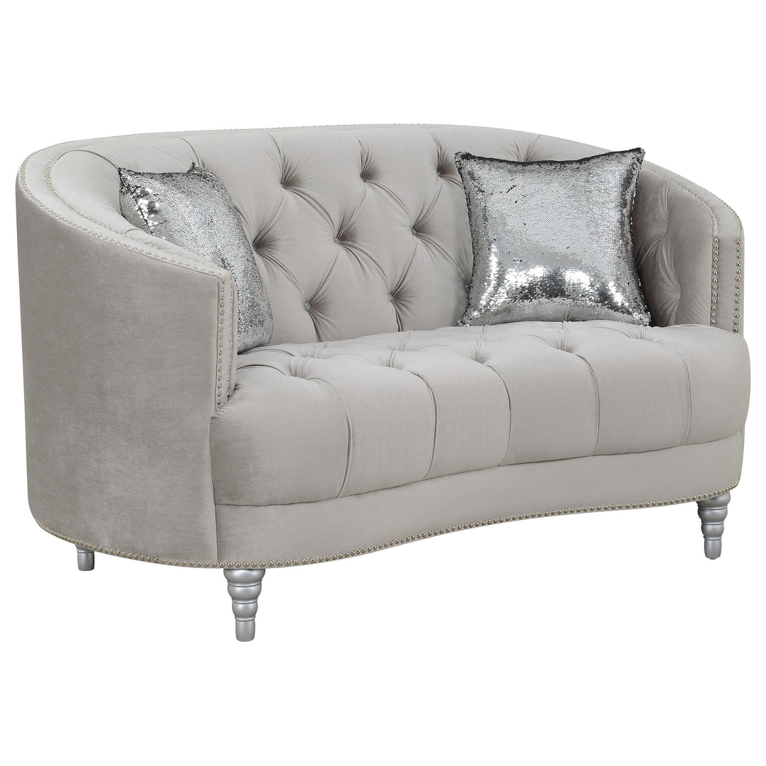 Coaster Furniture 508462 Avonlea Upholstered Sloped Arm Loveseat Grey Velvet