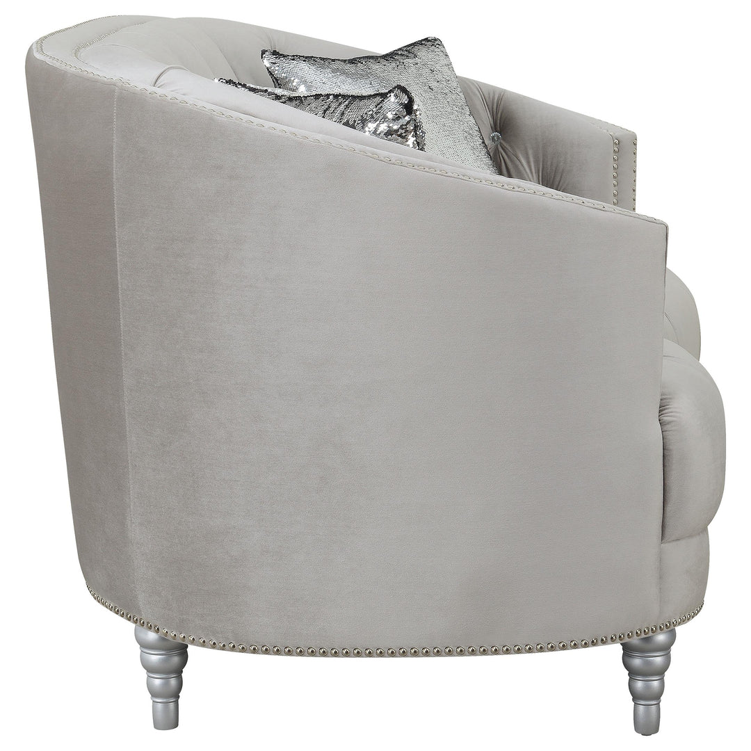 Coaster Furniture 508462 Avonlea Upholstered Sloped Arm Loveseat Grey Velvet