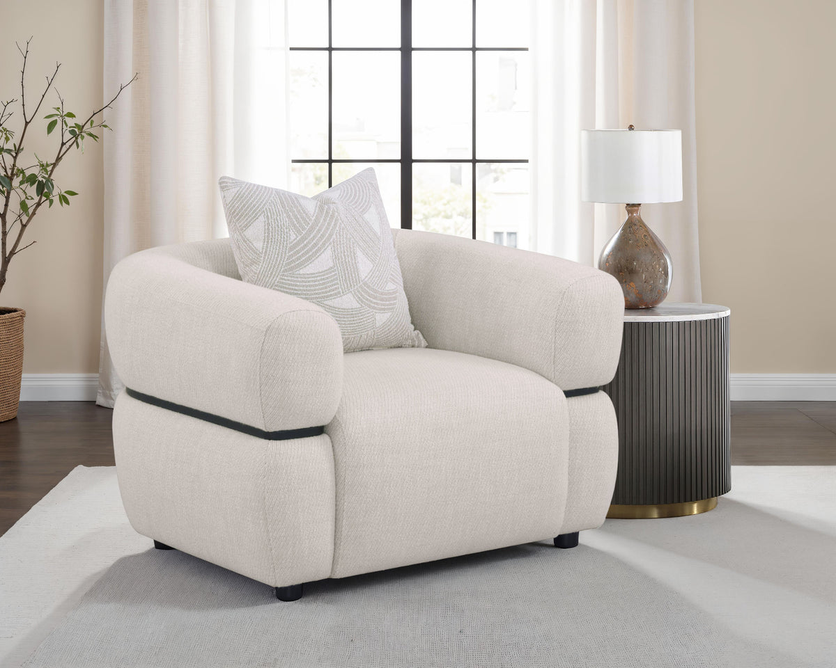 Jeanette - Fabric Upholstered Round Arm Accent Chair - Beige