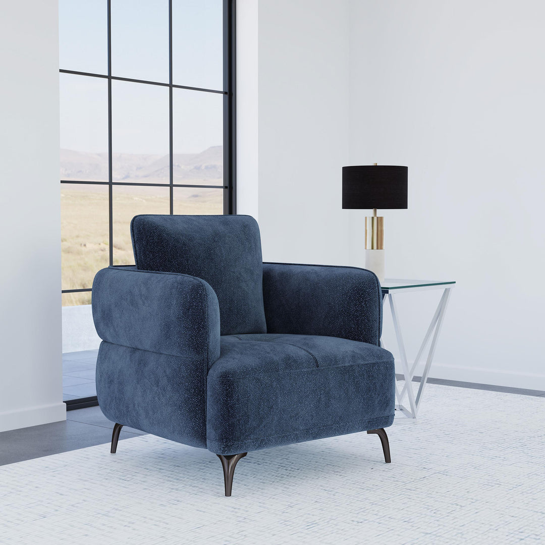 Coaster Furniture 509043 Lively Chenille Upholstered Modern Track Arm Chair Blue