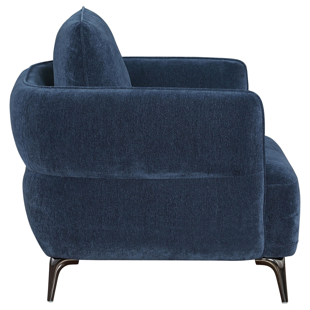 Coaster Furniture 509043 Lively Chenille Upholstered Modern Track Arm Chair Blue