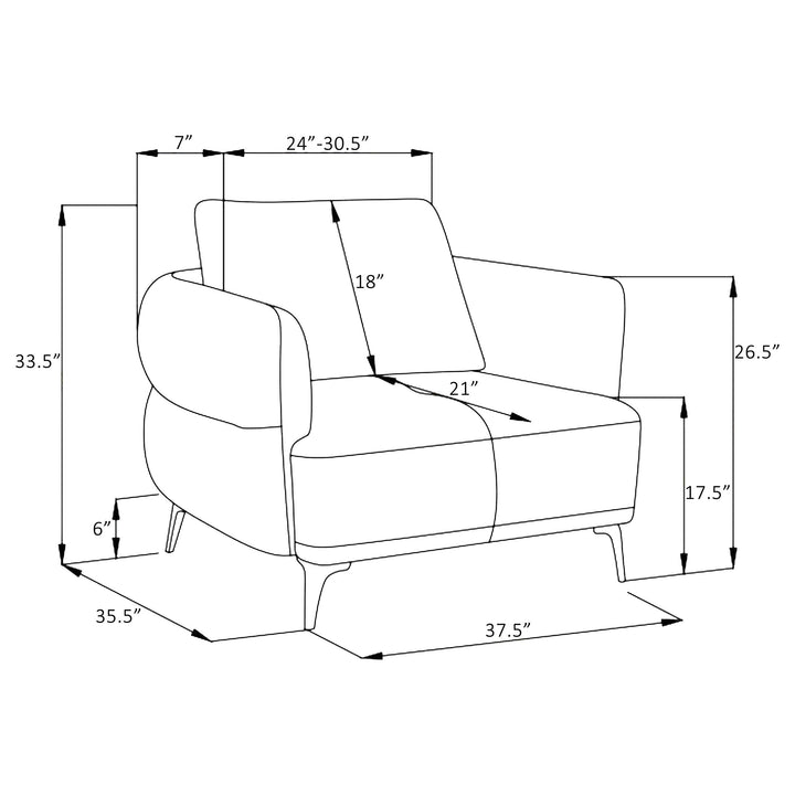 Coaster Furniture 509043 Lively Chenille Upholstered Modern Track Arm Chair Blue