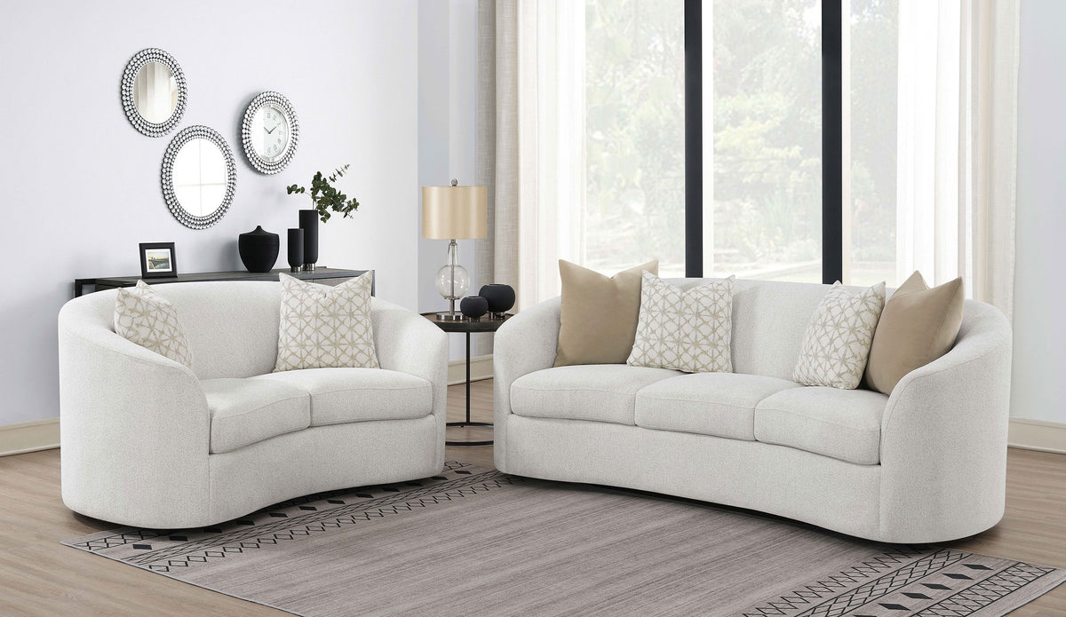 Rainn Boucle Upholstered Sloped Arm Sofa & Loveseat Set - Latte