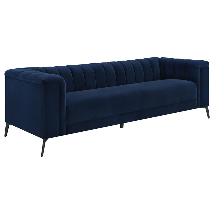 Coaster Furniture 509211 Chalet Upholstered Tuxedo Arm Tufted Sofa Blue