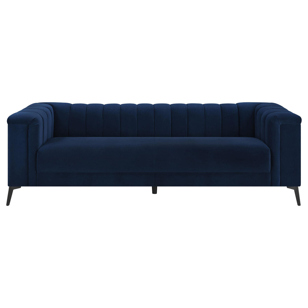 Coaster Furniture 509211 Chalet Upholstered Tuxedo Arm Tufted Sofa Blue