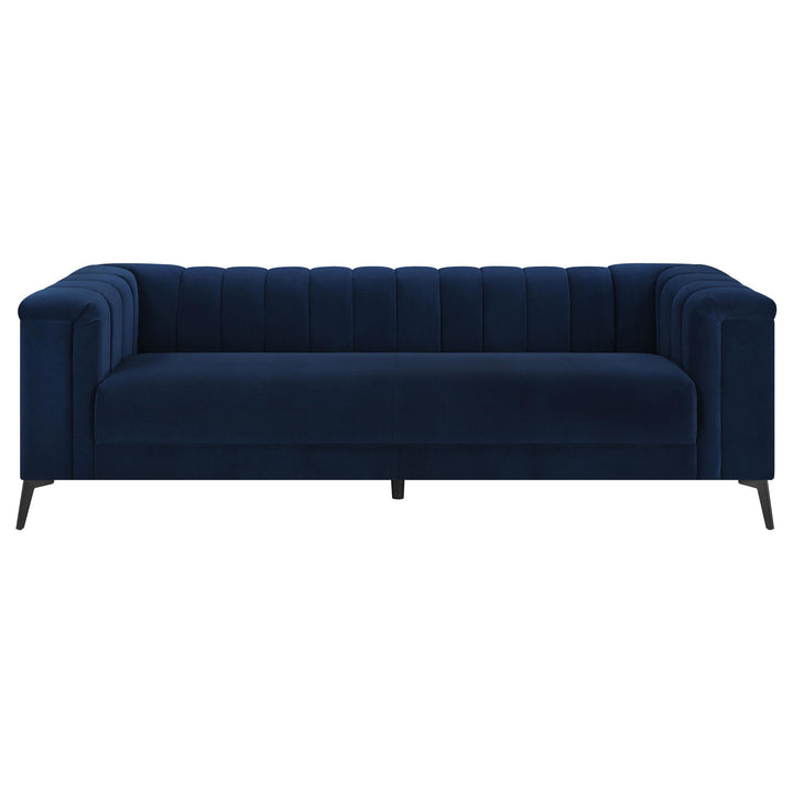 Coaster Furniture 509211 Chalet Upholstered Tuxedo Arm Tufted Sofa Blue