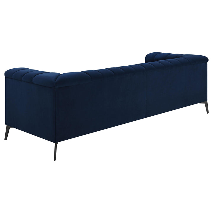 Coaster Furniture 509211 Chalet Upholstered Tuxedo Arm Tufted Sofa Blue