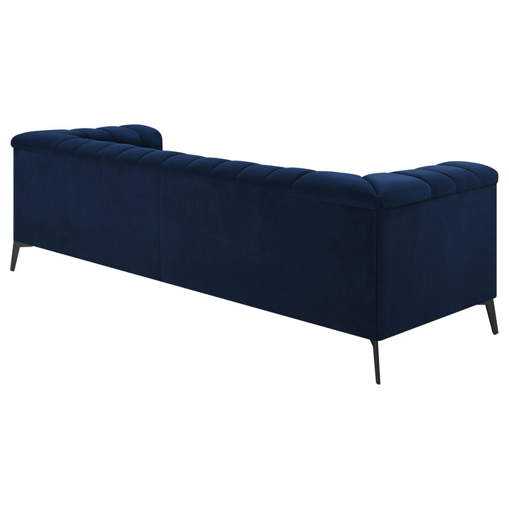 Coaster Furniture 509211 Chalet Upholstered Tuxedo Arm Tufted Sofa Blue