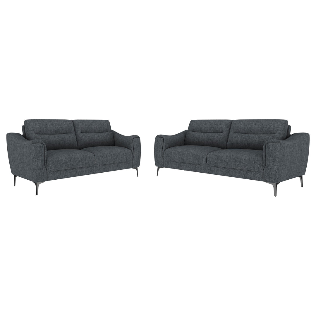 Coaster Furniture 509281-S2 Nolan 2-Piece Upholstered Sofa Set Charcoal