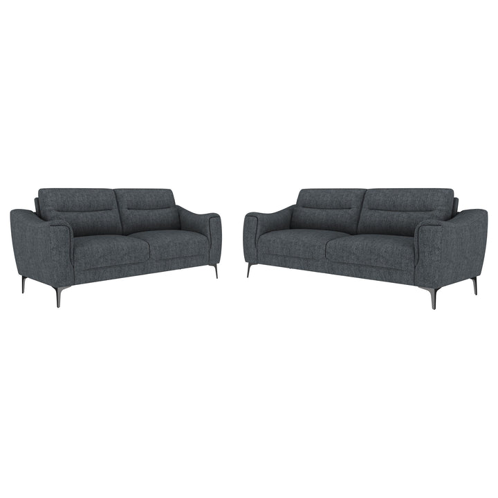 Coaster Furniture 509281-S2 Nolan 2-Piece Upholstered Sofa Set Charcoal
