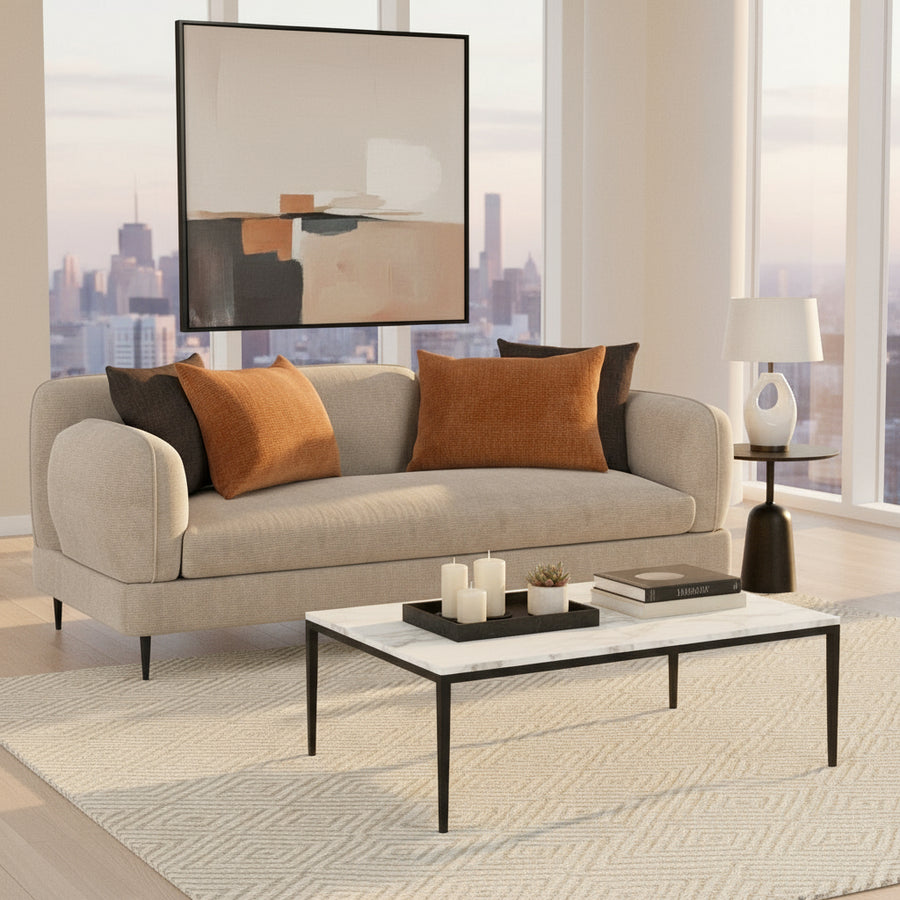 Coaster Furniture 509411 Jade Chenille Upholstered Sculpted Track Arm Sofa Latte