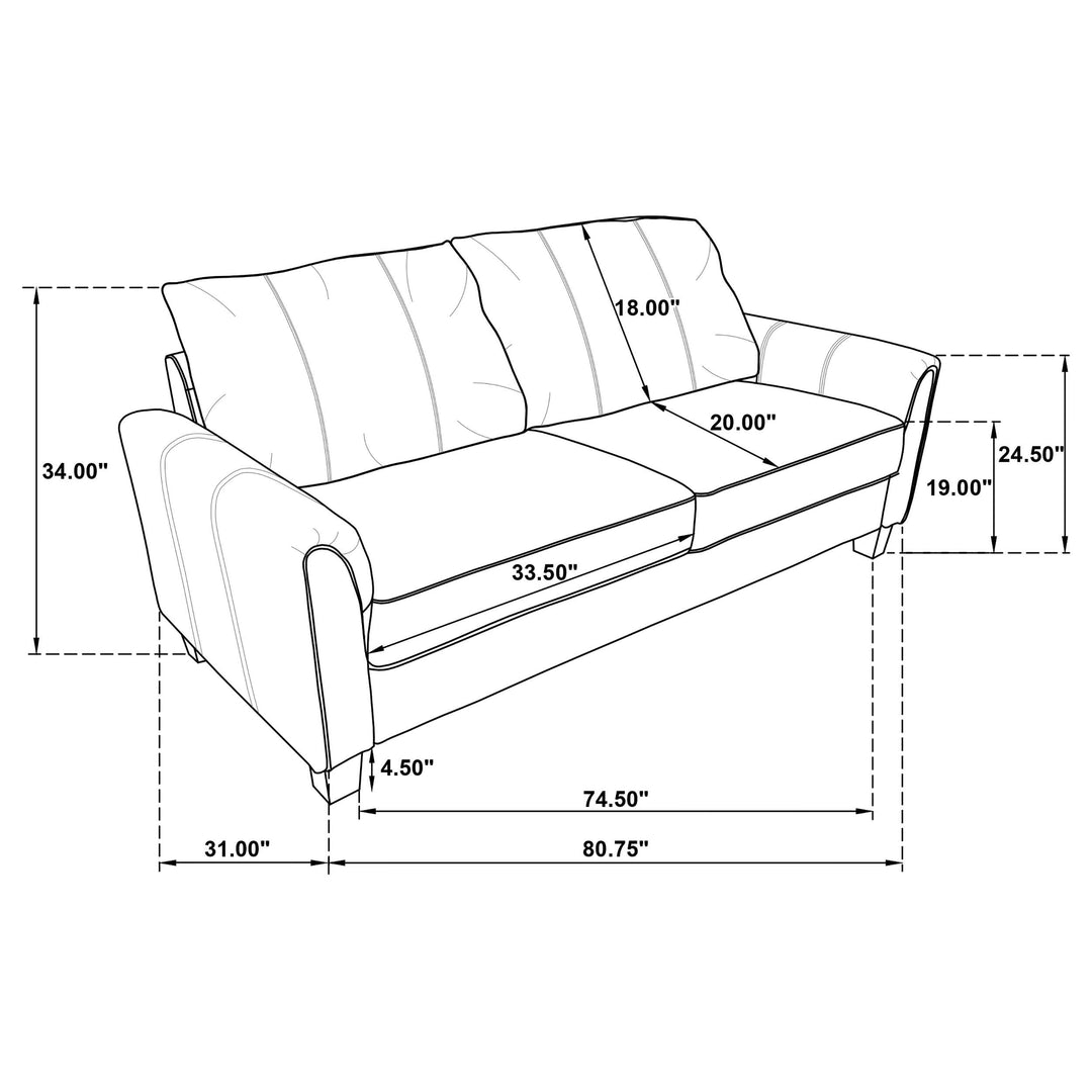 Coaster Furniture 509634 Davis Upholstered Rolled Arm Sofa Grey