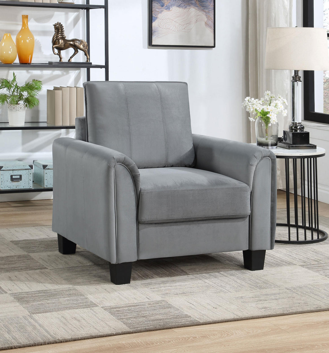 Coaster Furniture 509636 Davis Upholstered Rolled Arm Accent Chair Grey