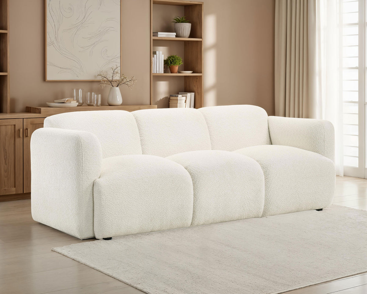 Dorset - Fabric Upholstered Round Track Arm Sofa - White