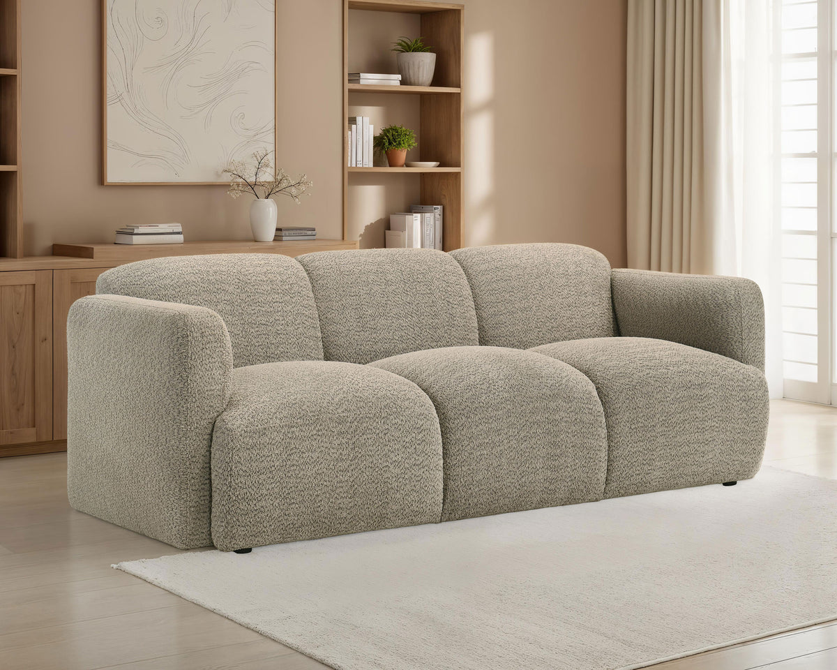 Dorset - Fabric Upholstered Round Track Arm Sofa - Brown