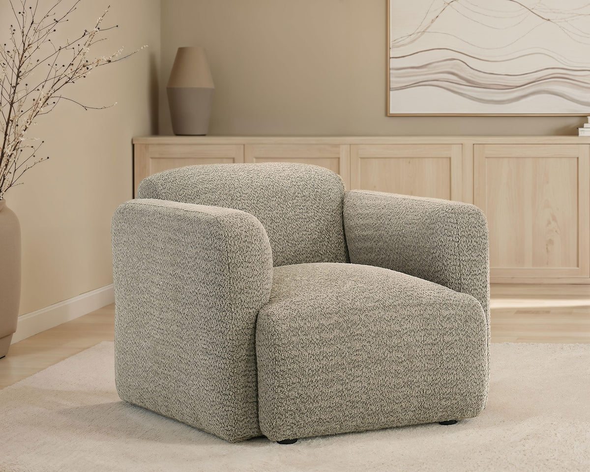 Dorset - Fabric Upholstered Round Track Arm Accent Chair - Brown