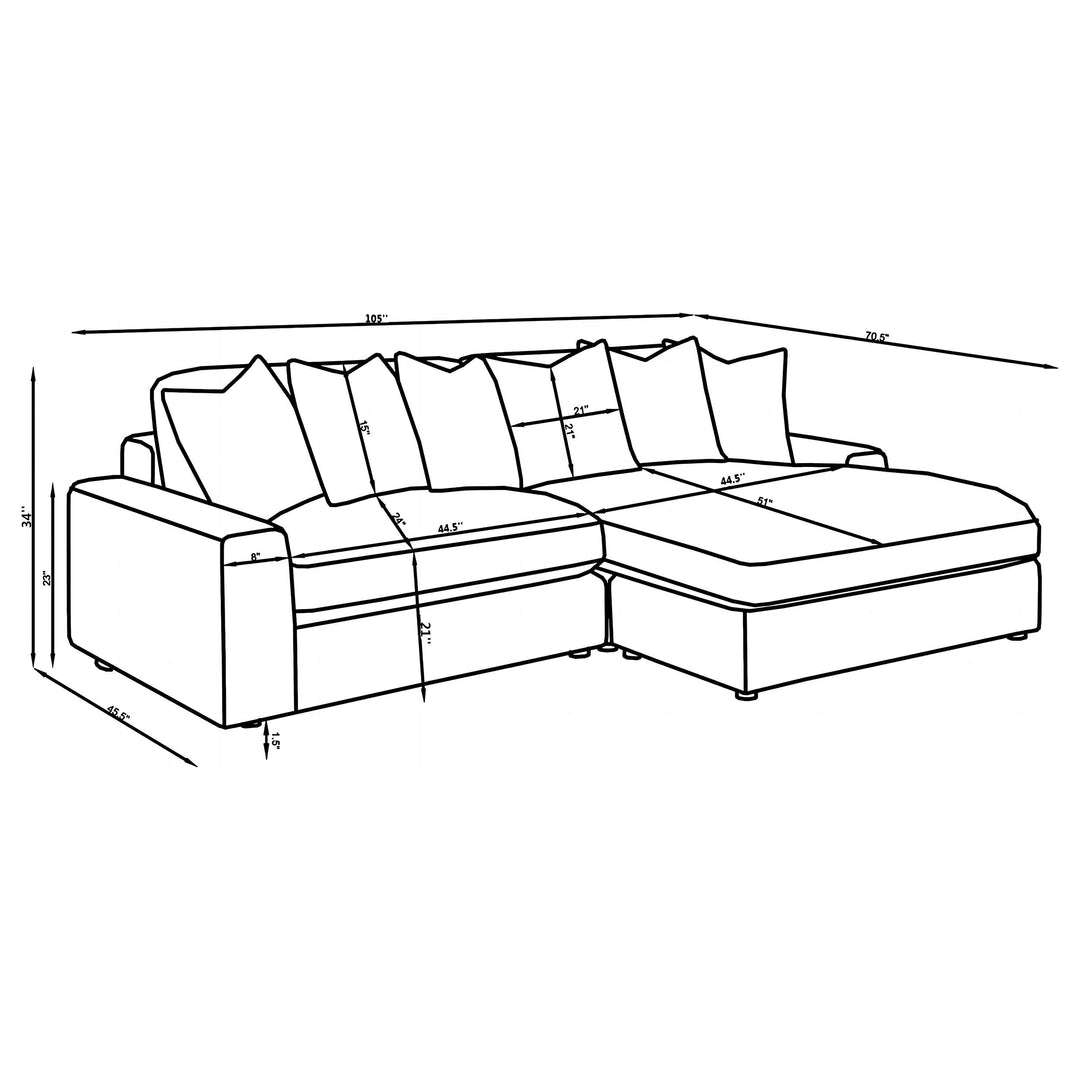 Coaster Furniture 509899 Blaine Upholstered Reversible Chaise Sectional Sofa Sand