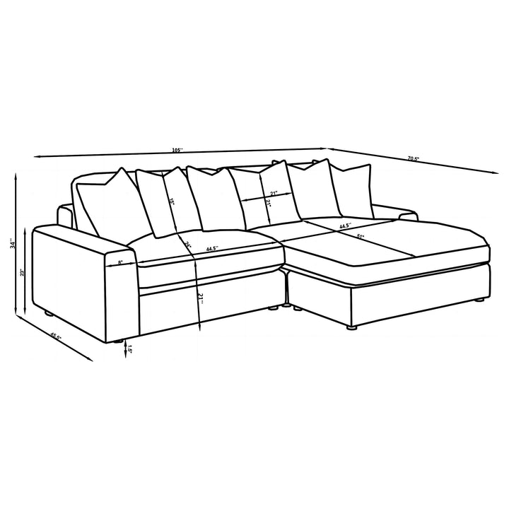 Coaster Furniture 509899 Blaine Upholstered Reversible Chaise Sectional Sofa Sand