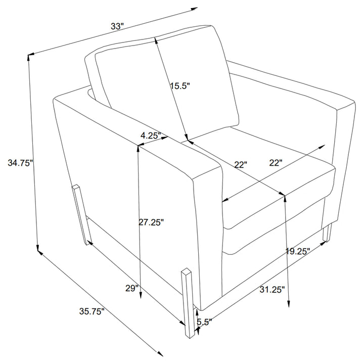 Coaster Furniture 509903 Tilly Upholstered Track Arm Accent Chair Oatmeal