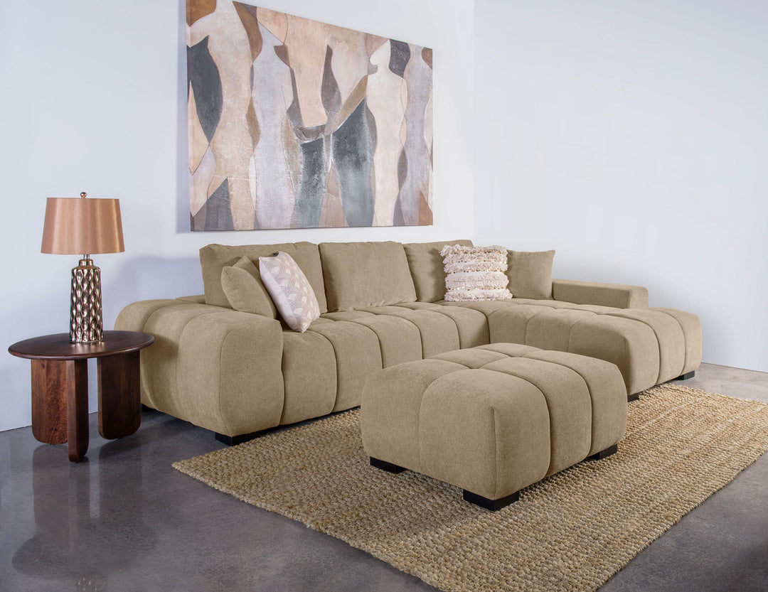 Coaster Furniture 509961 Octavia Upholstered Sectional Chaise Sofa Camel