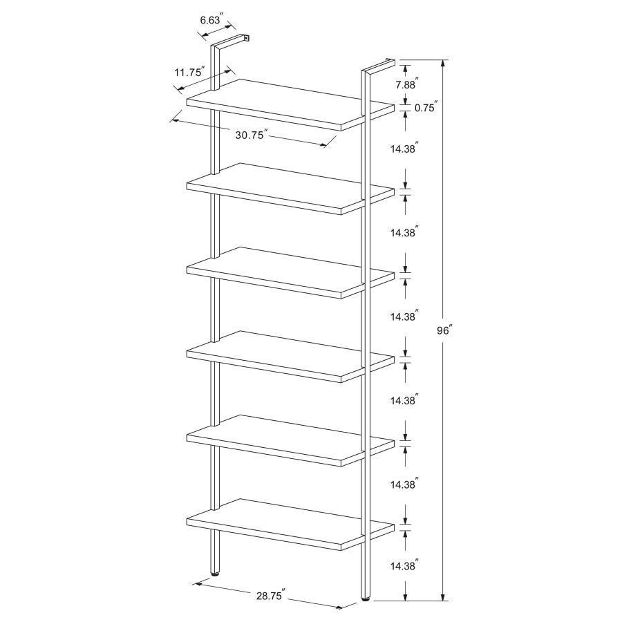 Owens - 6-Shelf Wall Bookshelf - Walnut